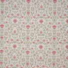 Heritage-style fabric with an intricate floral and foliage design in warm coral pink, olive green and soft taupe tones, set against a light natural background for a gently contrasting finish.