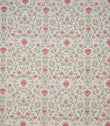 Heritage-style fabric with an intricate floral and foliage design in warm coral pink, olive green and soft taupe tones, set against a light natural background for a gently contrasting finish.