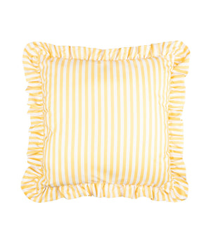 Millie Ruffle Yellow Striped Outdoor Cushion