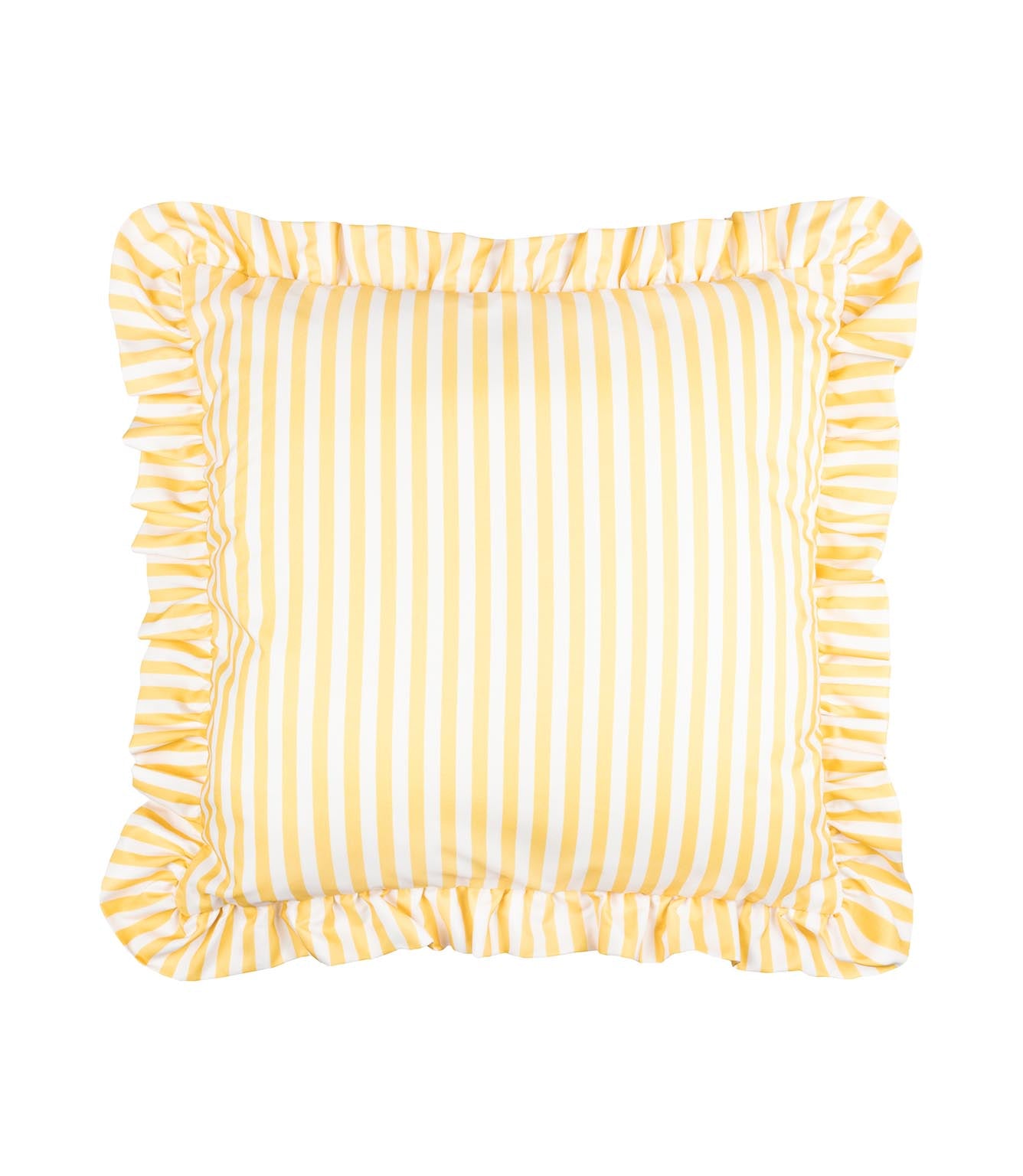 Millie Ruffle Yellow Striped Outdoor Cushion