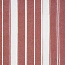 Woven stripe fabric with bold vertical bands in rich red and soft cream tones, combined with fine pinstripes for a balanced, classic striped design.