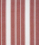 Woven stripe fabric with bold vertical bands in rich red and soft cream tones, combined with fine pinstripes for a balanced, classic striped design.
