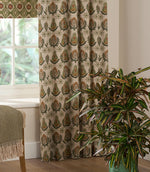 Talia designer fabric used for curtains and roman blinds in a styled interior, ideal for curtains blinds cushions and upholstery