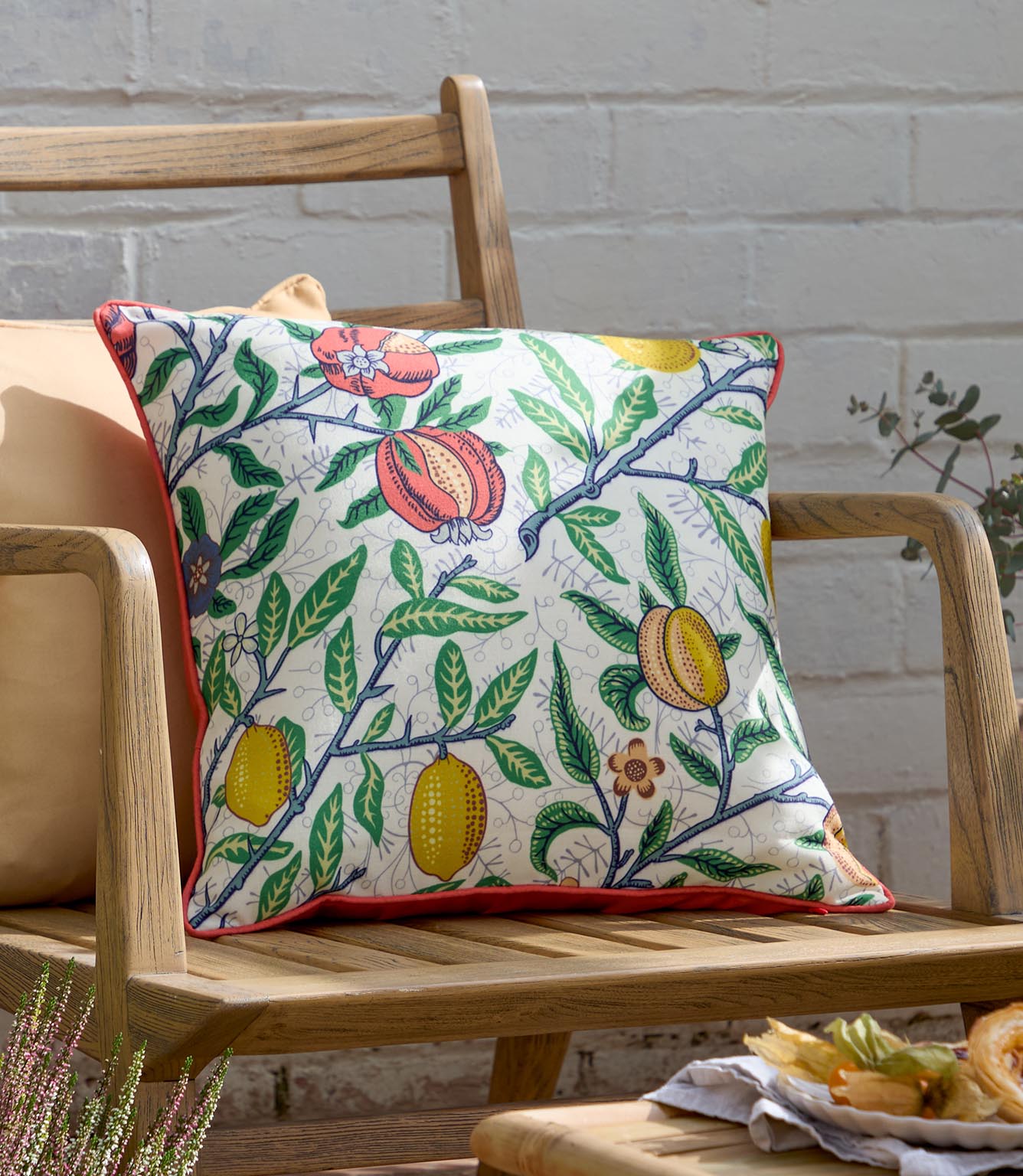 Fruits Yellow / Tomato Piped Outdoor Cushion