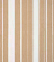 Woven stripe fabric with alternating wide and narrow vertical lines in warm sandy beige and soft cream tones, creating a relaxed coastal-inspired look with subtle texture.