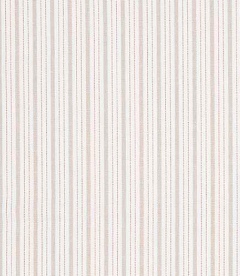 Woven stripe fabric with fine vertical lines in soft neutral tones with subtle hints of beige and muted pink, set on a light background with gentle texture and a calm, understated look.