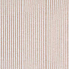 Woven ticking stripe fabric with fine vertical lines in warm coral and soft neutral tones on a light background, featuring a subtle herringbone texture and a classic, relaxed feel.