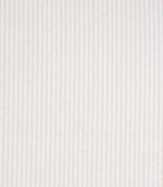 Woven ticking stripe fabric with delicate vertical lines in soft cream and off-white tones, creating a gentle, tonal look with a lightly textured, understated finish.