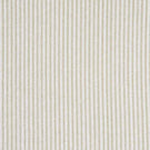 Woven ticking stripe fabric with narrow vertical lines in muted green and warm neutral tones on a pale background, offering a natural, easygoing look with soft texture.