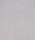 Woven ticking stripe fabric with closely spaced vertical lines in soft grey and charcoal tones on a light background, featuring a refined, understated pattern with gentle texture.