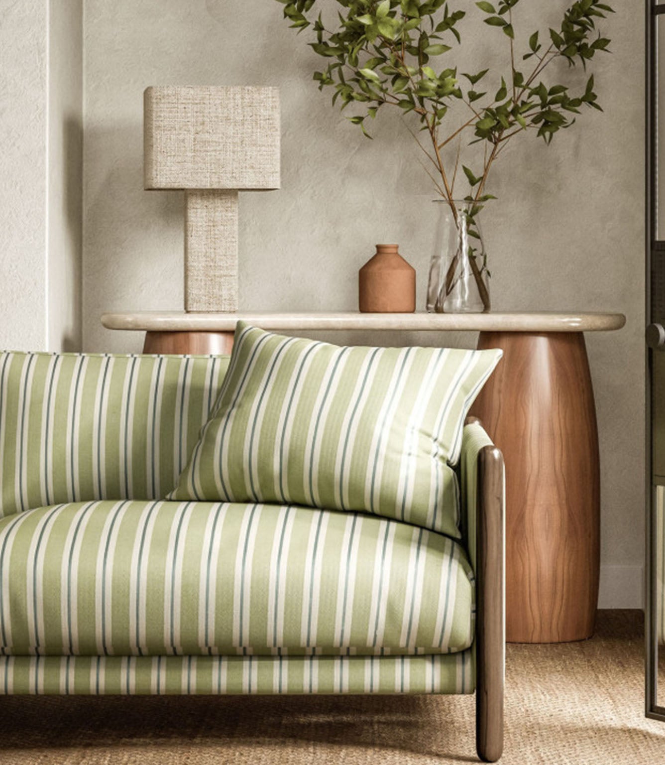 Melton Stripe Fabric / Seaglass