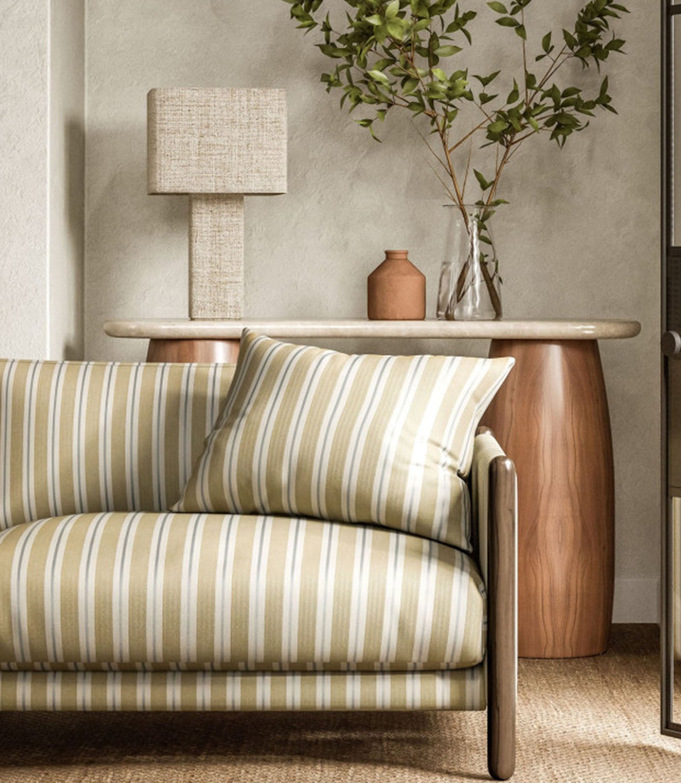 Melton Stripe Fabric / Sand