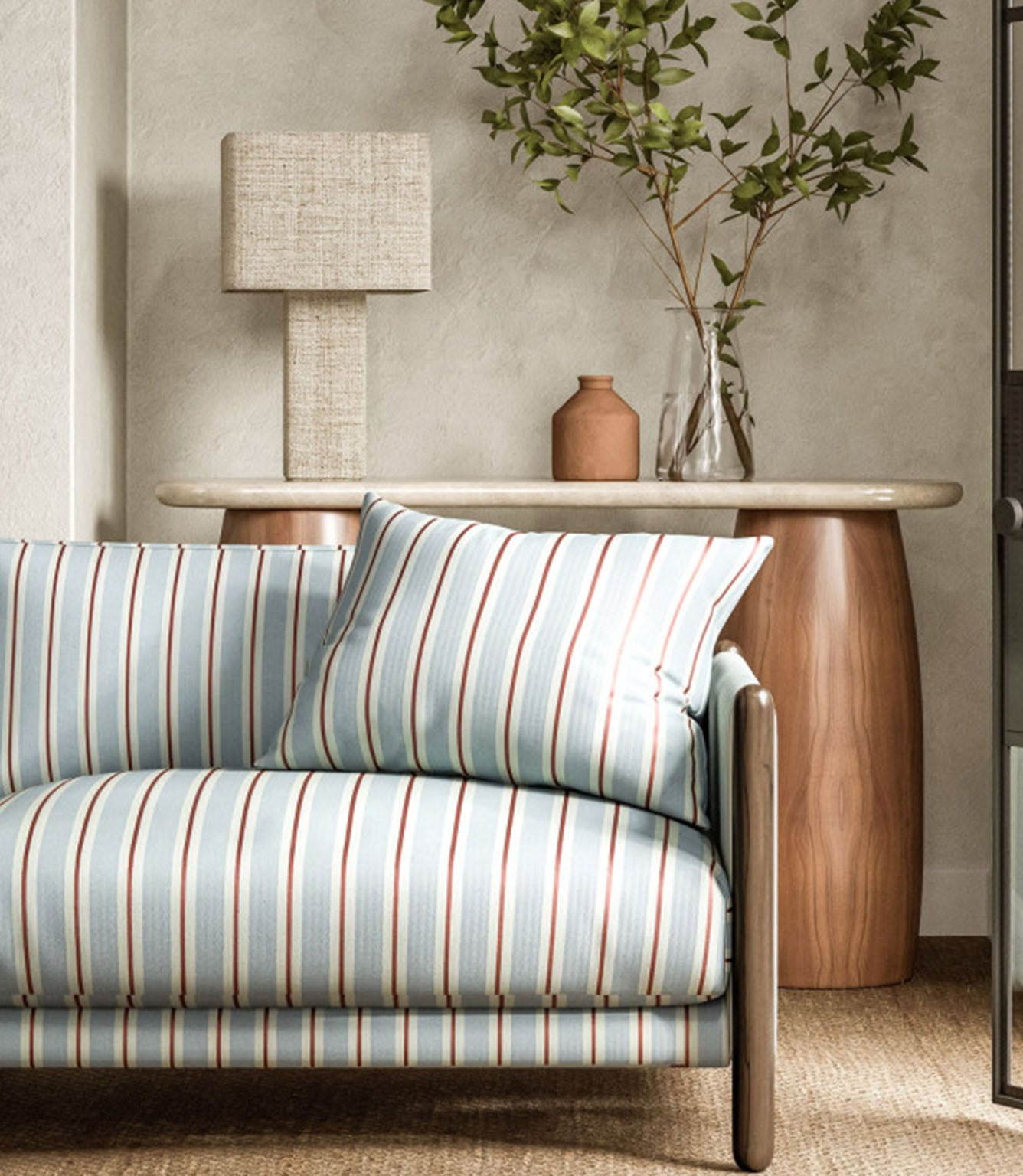 Melton Stripe Fabric / Coast Blue