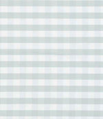 Pale duck egg blue and white gingham fabric with a delicate, evenly spaced check pattern and an airy feel.