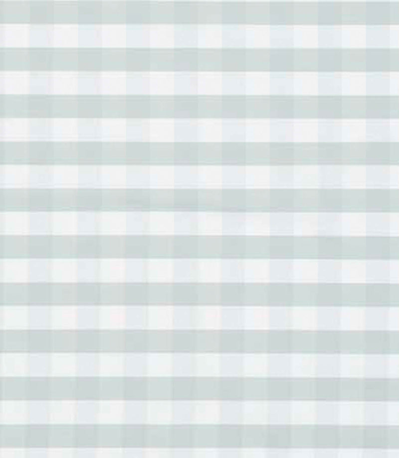 Pale duck egg blue and white gingham fabric with a delicate, evenly spaced check pattern and an airy feel.