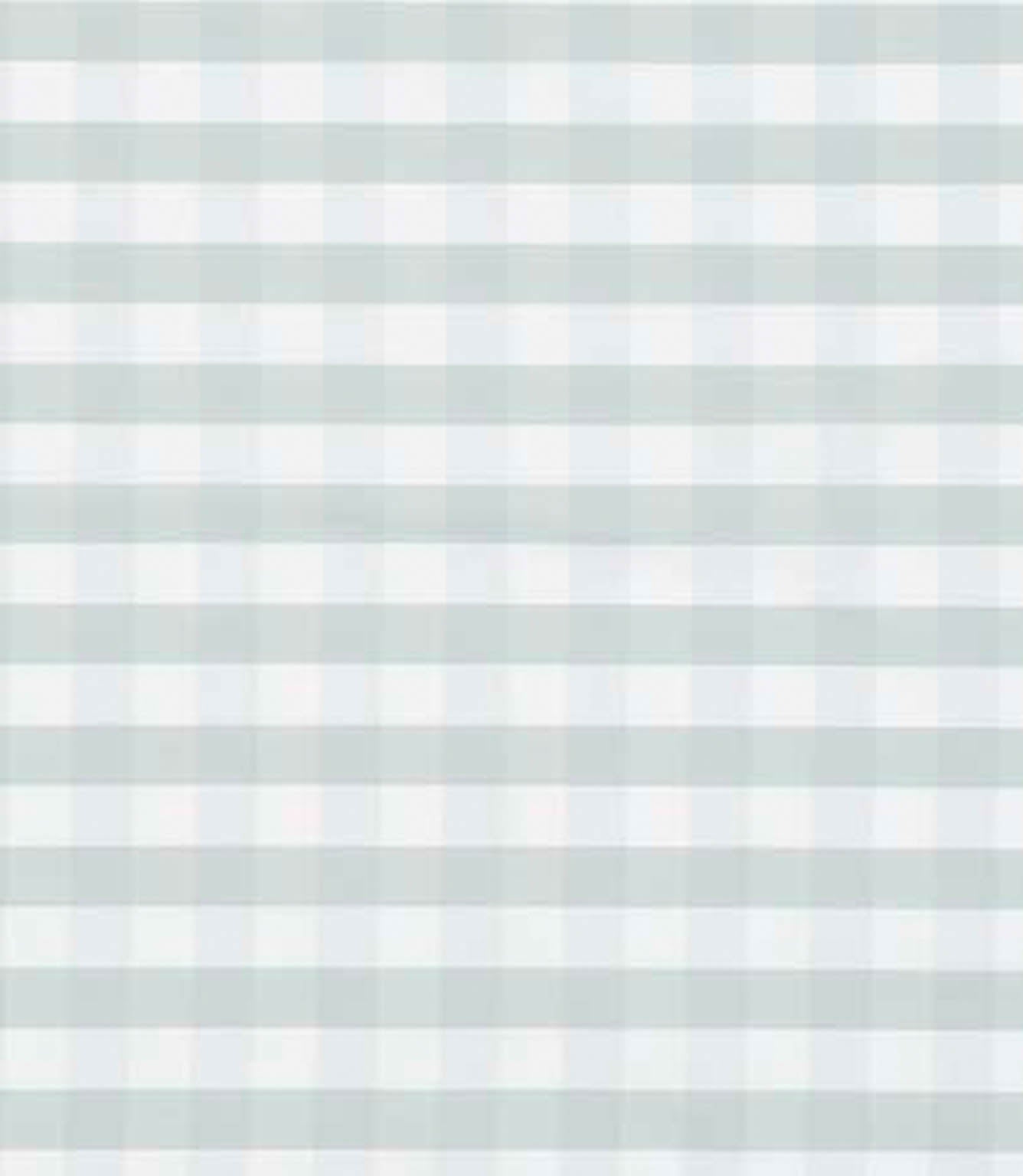 Pale duck egg blue and white gingham fabric with a delicate, evenly spaced check pattern and an airy feel.