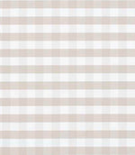 Soft neutral gingham check fabric in warm beige and white, featuring a small-scale, evenly spaced check pattern with a calm, understated look.