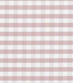 Gingham check fabric in soft blush pink and white tones, featuring a classic small-scale check pattern with a gentle, woven appearance.