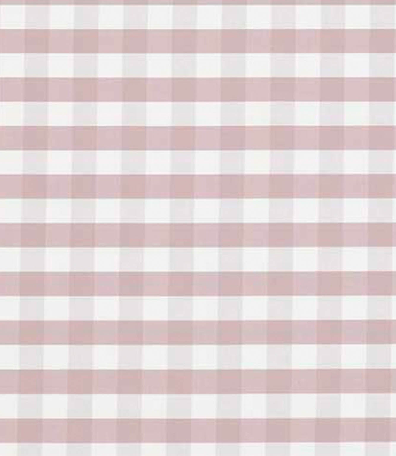 Gingham check fabric in soft blush pink and white tones, featuring a classic small-scale check pattern with a gentle, woven appearance.