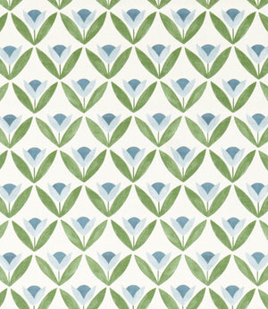 Tulip Trellis Print Fabric / Coast Blue