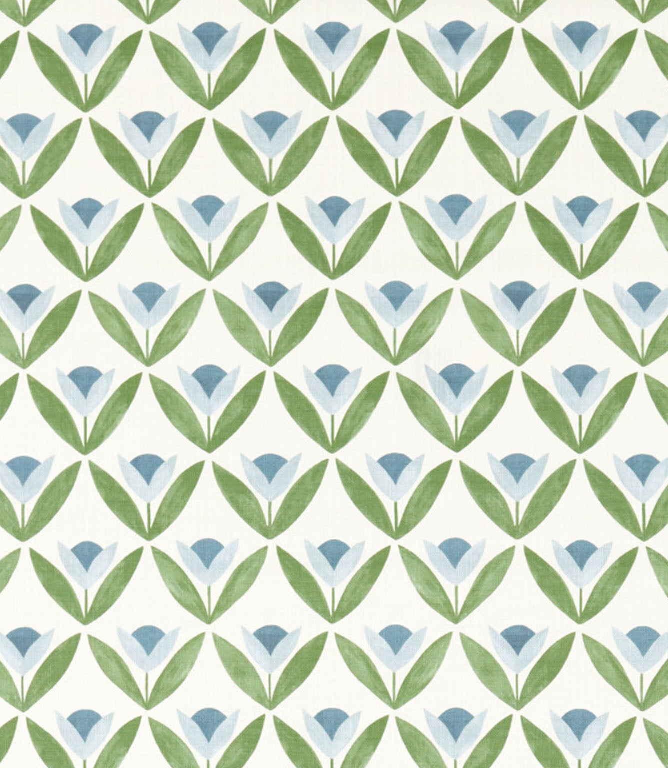 Tulip Trellis Print Fabric / Coast Blue