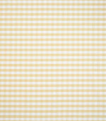 Classic gingham fabric in soft butter yellow and white, showing a neat, evenly spaced check pattern with a fresh, timeless look.