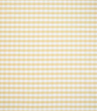 Classic gingham fabric in soft butter yellow and white, showing a neat, evenly spaced check pattern with a fresh, timeless look.
