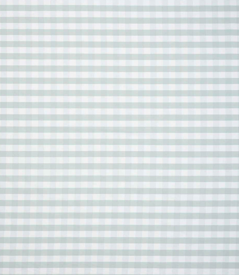 Gentle duck egg blue and white gingham check fabric with a small-scale pattern and a soft, natural feel.