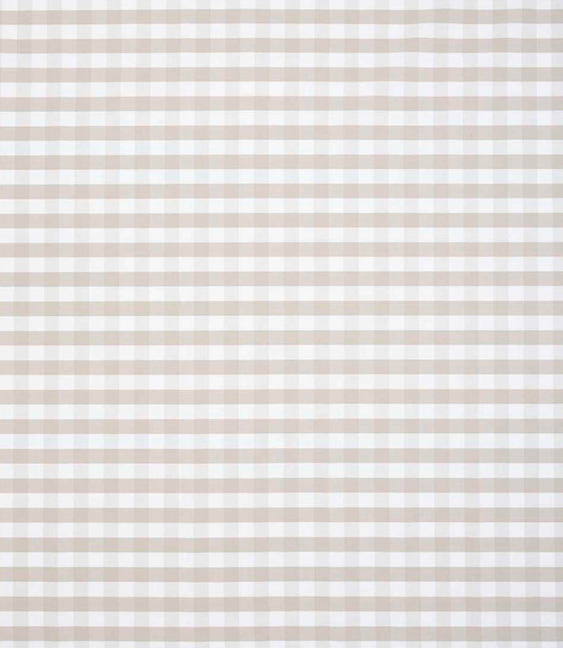 Classic gingham design in light taupe and white tones, showing a subtle check pattern with a relaxed and versatile feel.