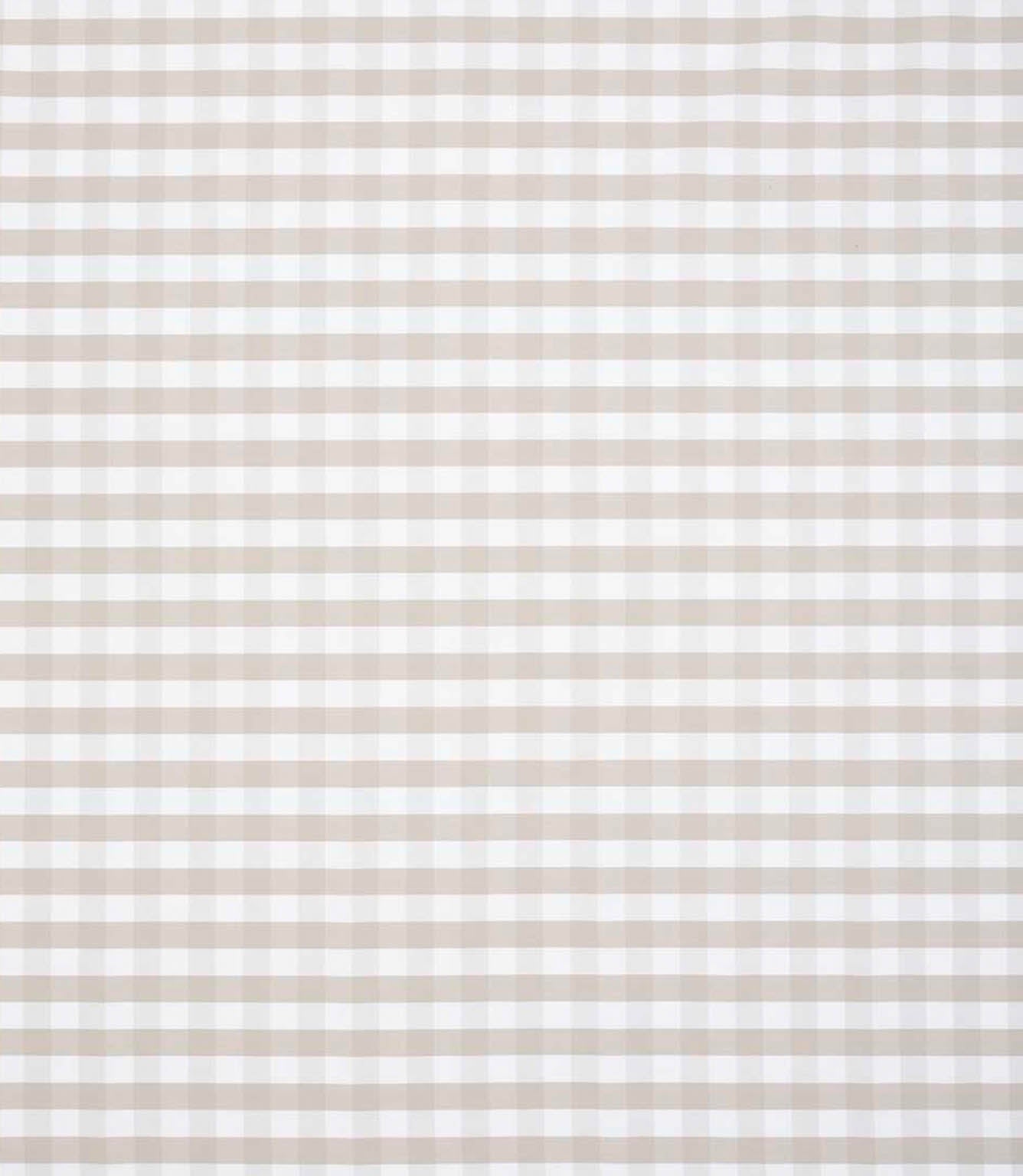 Classic gingham design in light taupe and white tones, showing a subtle check pattern with a relaxed and versatile feel.