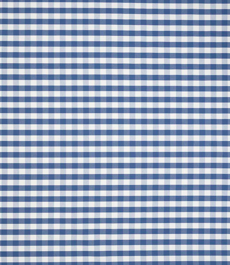 All-over gingham design in fresh blue and white tones, showing a neat, evenly spaced check pattern with a crisp, versatile finish.