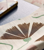 Fringed Poppy Print Fabric / Dusk Pink / Chestnut