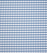 Classic gingham check fabric in soft blue and white tones, featuring evenly spaced small-scale checks with a clean, woven cotton finish.