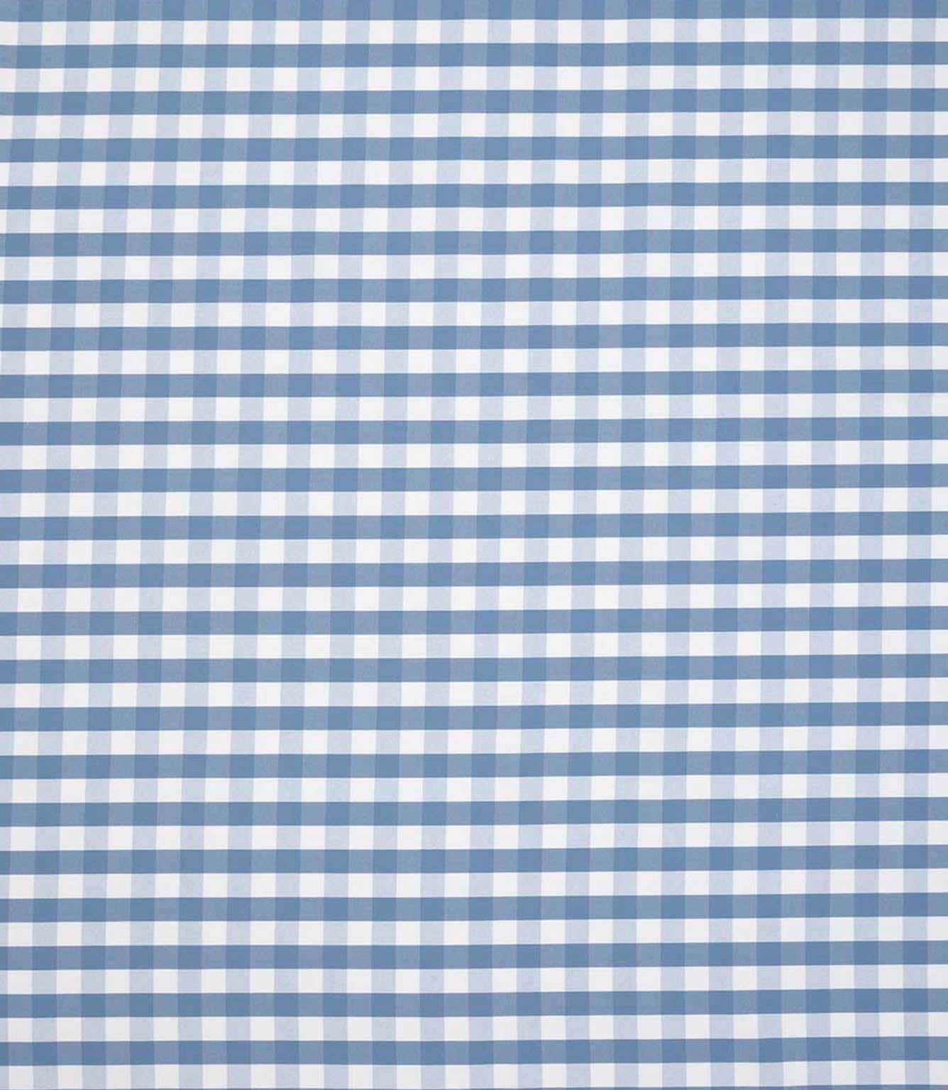 Classic gingham check fabric in soft blue and white tones, featuring evenly spaced small-scale checks with a clean, woven cotton finish.