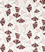 Fringed Poppy Print Fabric / Dusk Pink / Chestnut