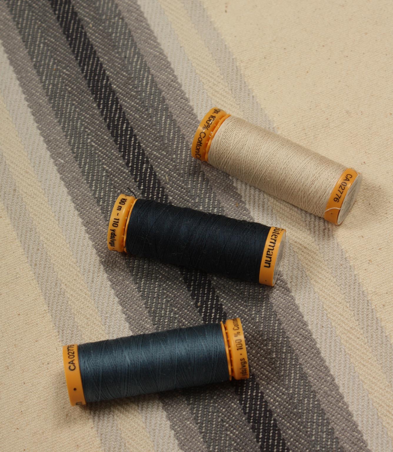Homestead Stripe Fabric / Cool Grey