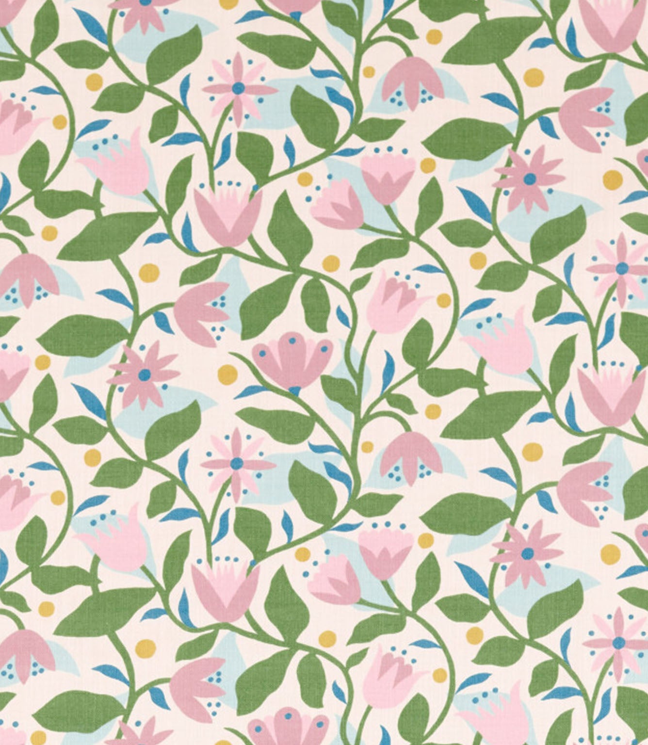 Dancing Daisies Print Fabric / Lilac