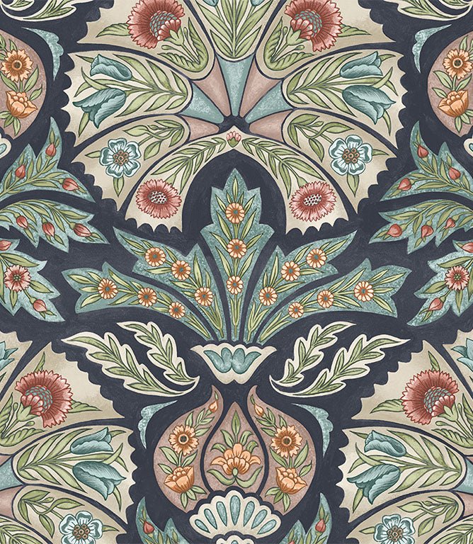 Arabesque FR Fabric / Dark Navy - Just Fabrics