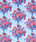 Dahlia Bunch Fabric / Lapis / Carnelian / Spinel - Just Fabrics