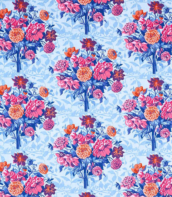 Dahlia Bunch Fabric / Lapis / Carnelian / Spinel - Just Fabrics