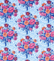 Dahlia Bunch Fabric / Lapis / Carnelian / Spinel - Just Fabrics
