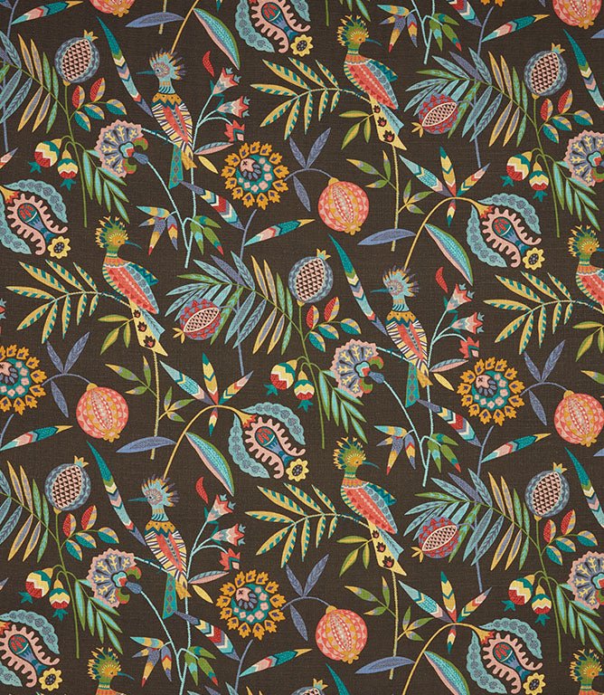 Hoopoe Fabric / Charcoal - Just Fabrics
