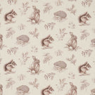 Squirrel & Hedgehog Fabric / Walnut / Linen - Just Fabrics