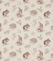 Squirrel & Hedgehog Fabric / Walnut / Linen - Just Fabrics