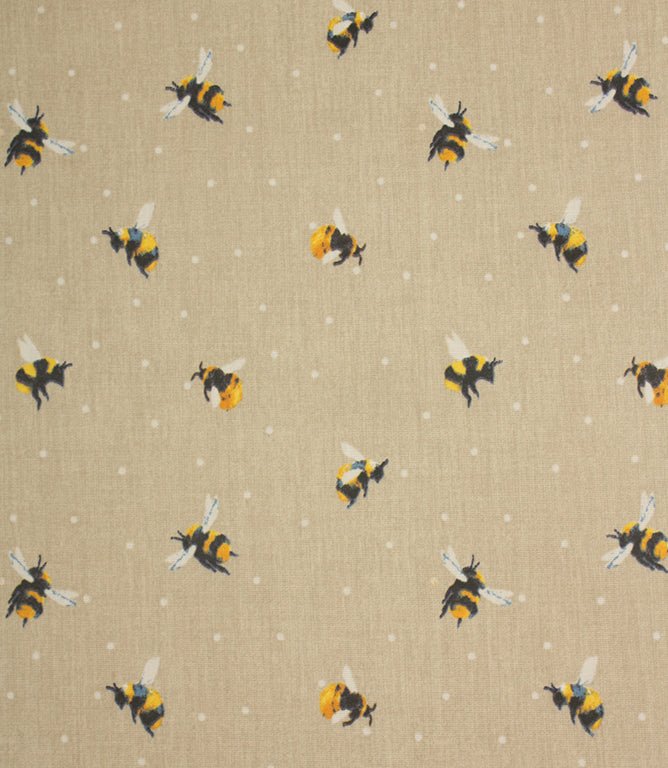 Cottage Bees PVC Fabric / Natural - Just Fabrics