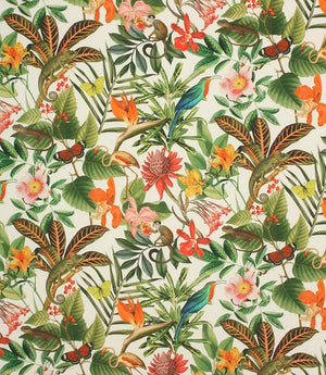 Lima Jungle Outdoor Fabric / White