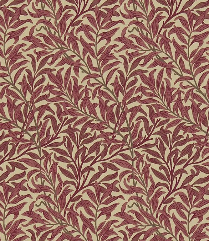 Willow Boughs Weave Fabric / Crimson / Manilla - Just Fabrics