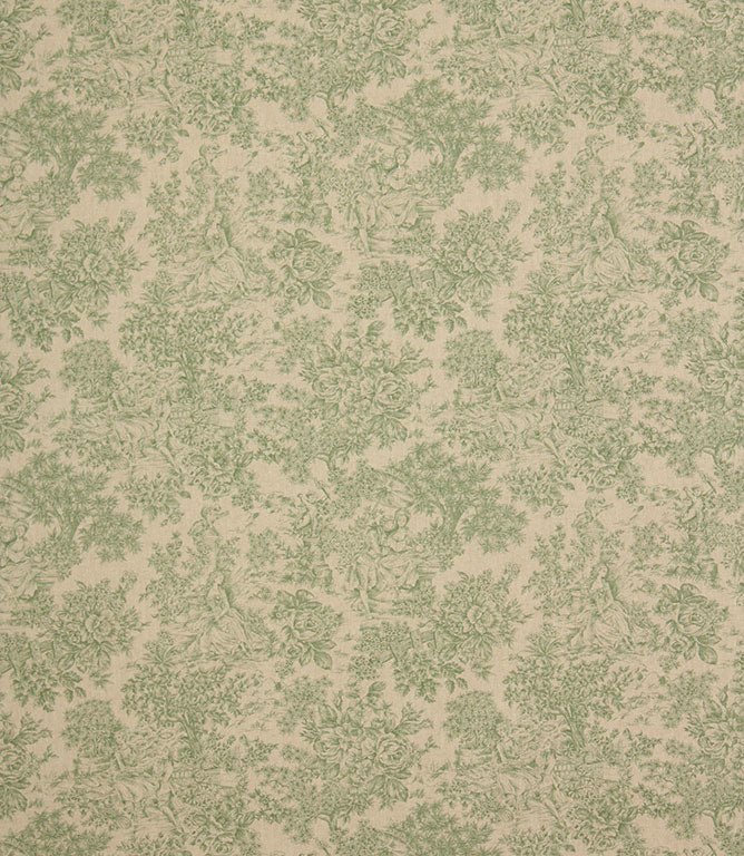 Zen Toile Linen Fabric / Green - Just Fabrics