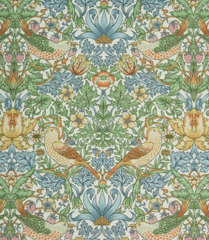 Strawberry Thief Outdoor Fabric / Blanc