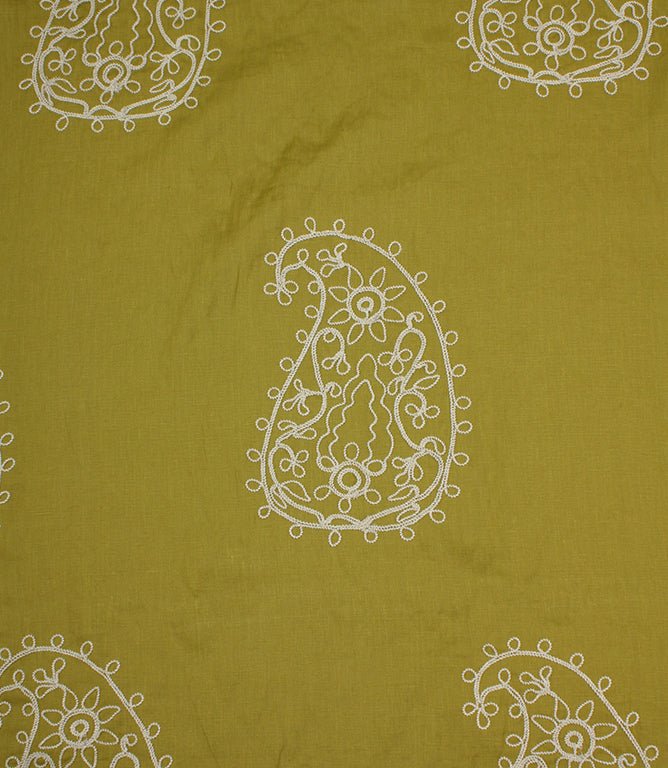 Kashmir Fabric / Lime / Ivory - Just Fabrics
